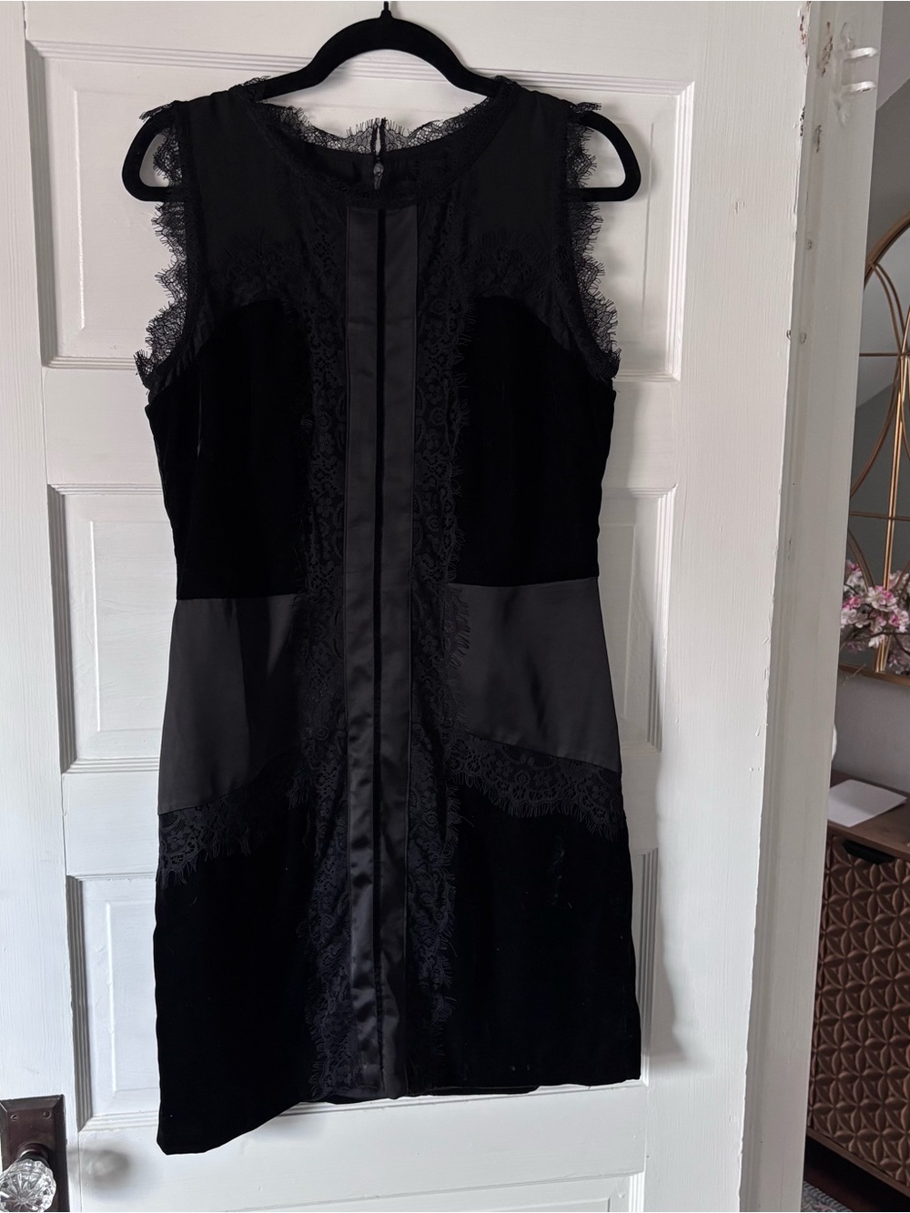 White House Black Market Black Lace-Trim Sleeveless Mini Dress